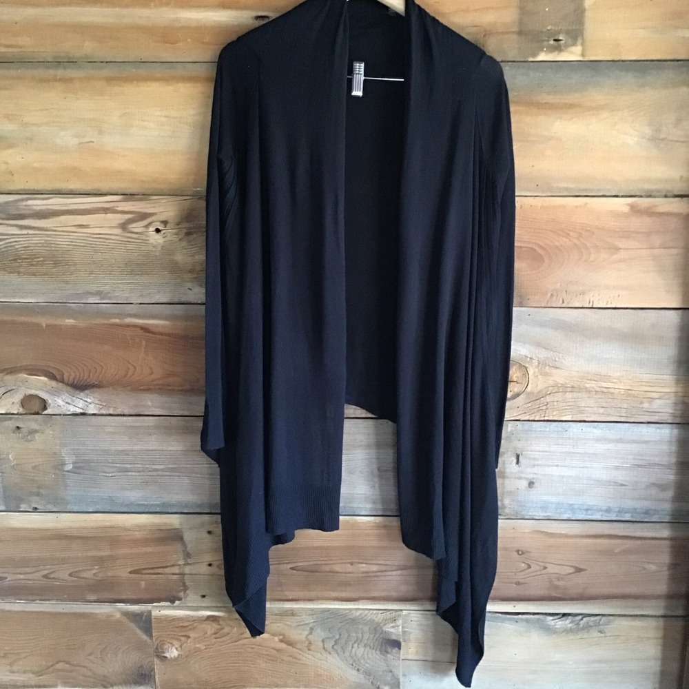 Ted Baker Size 2 (6) Black Waterfall Cardigan Sweater Pleating Details Viscose